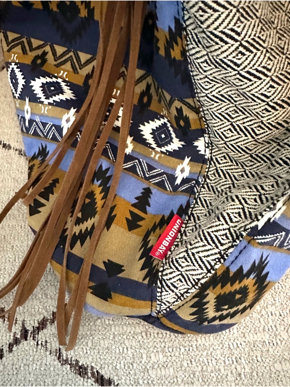 **SOLD**UNIONBAY Coastal Cowgirl Tote Fringe Western Chic Aztec Print Boho Bag - Picture 9 of 9